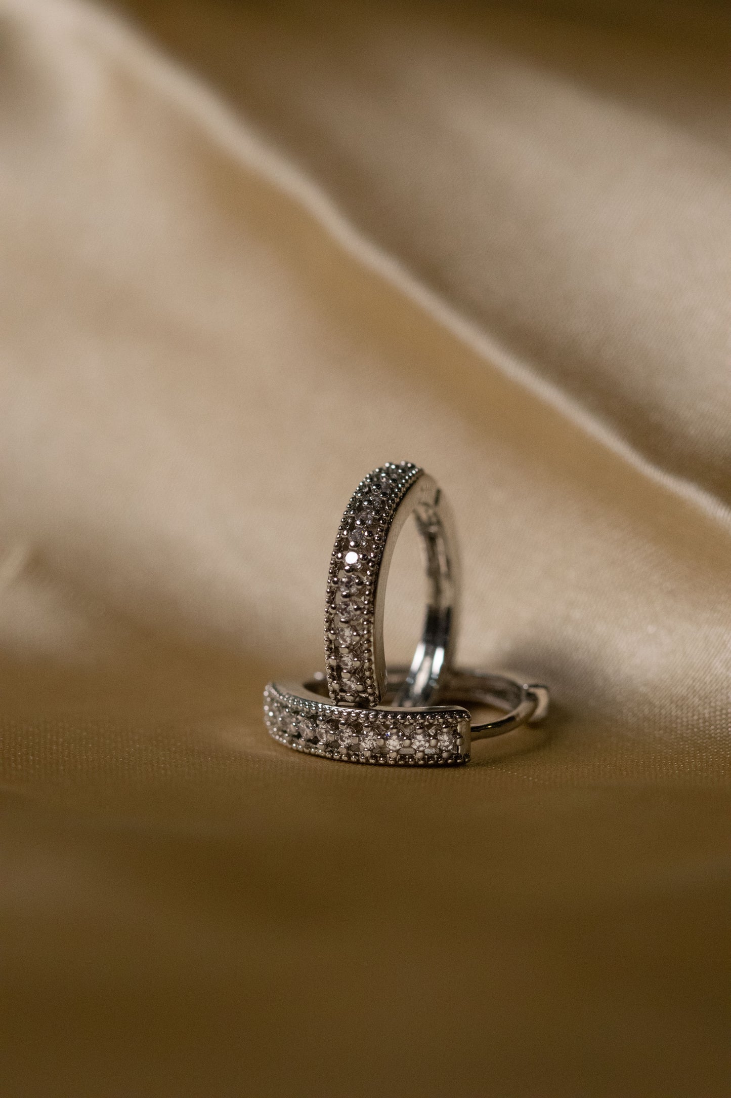 Elegant Silver Crystal Stud Earrings | Sparkling Single Row Design