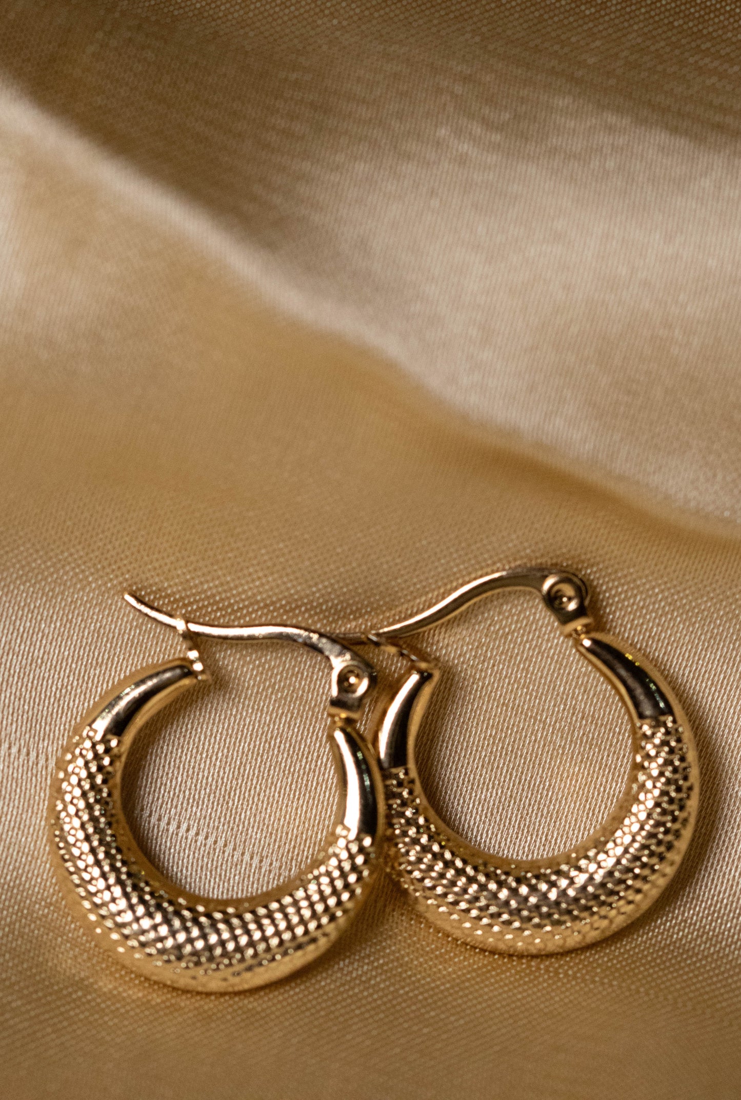 Classic Gold Textured Hoop Earrings | Elegant Lightweight Design