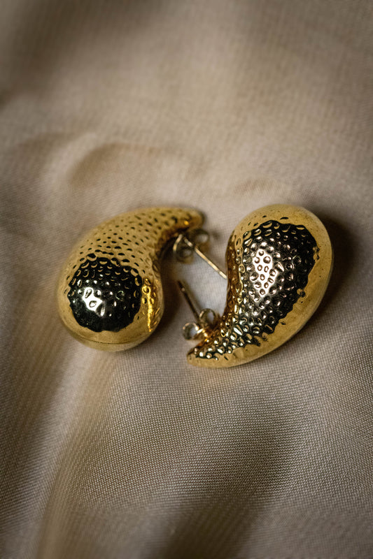 Textured Gold Stud Earrings | Bold Modern Design