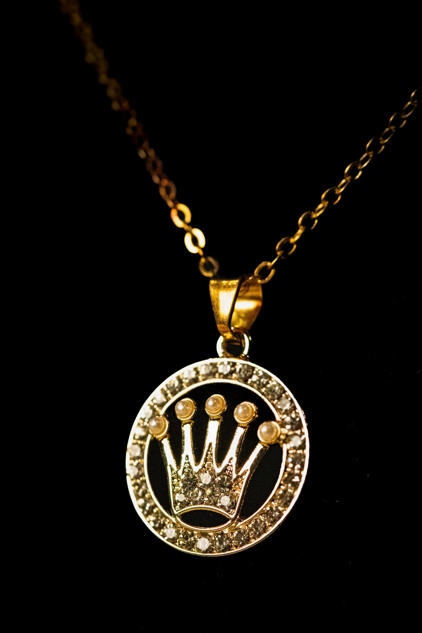 Royal Crown Pendant Necklace Set | Crystal & Pearl Embellished Jewelry