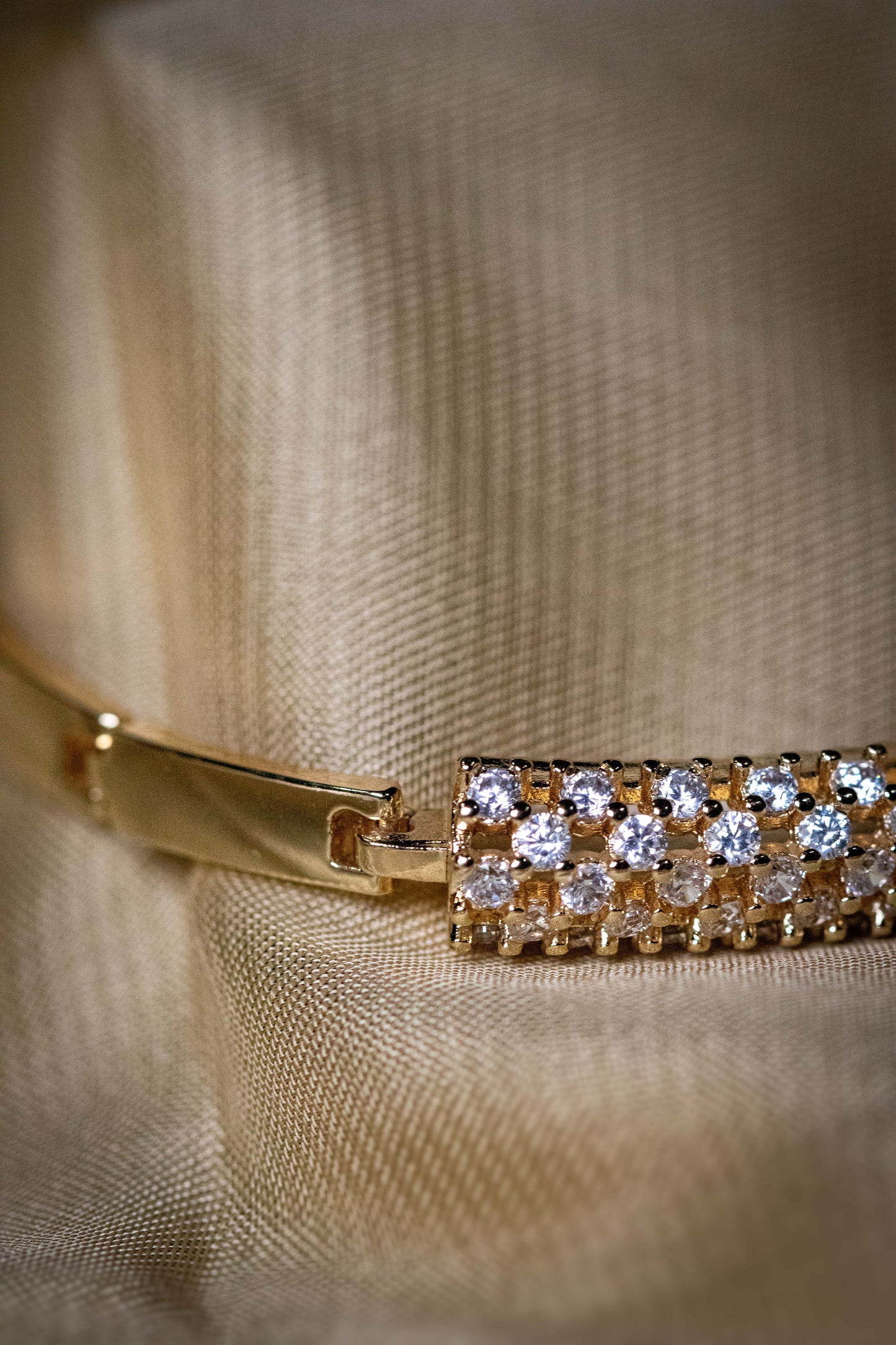 Gold Crystal-Studded Bracelet | Elegant Sparkling Women’s Jewelry