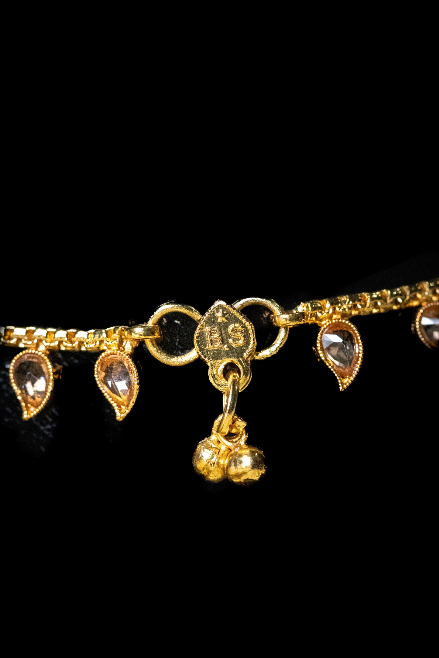 Golden Tear Drop Stone Payal | Elegant Anklet with Ghungroo Charm