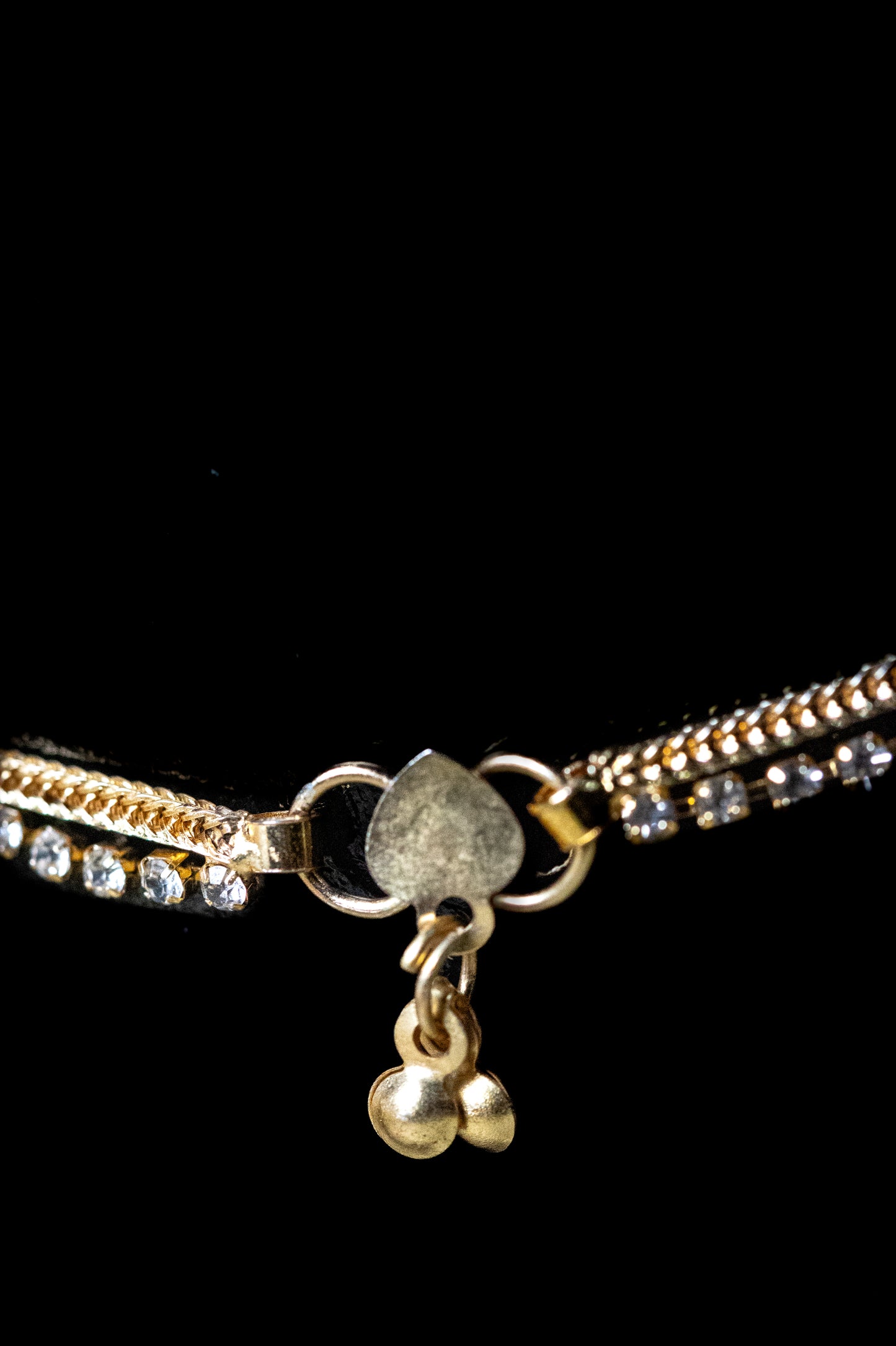 Golden Crystal Payal | Dual Chain with Dangling Charm