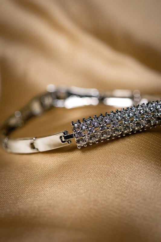 Silver Crystal-Studded Bracelet | Elegant Sparkling Women’s Jewelry