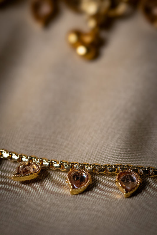 Golden Tear Drop Stone Payal | Elegant Anklet with Ghungroo Charm