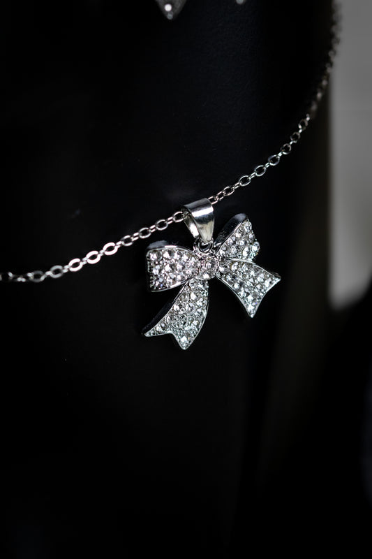 Radiant Bow Crystal Jewelry Set | Necklace & Earrings