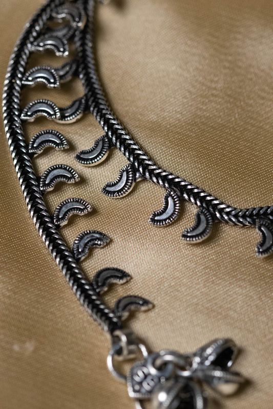 Traditional Oxidized Silver Anklet | Ethnic Payal with Ghungroo Charms