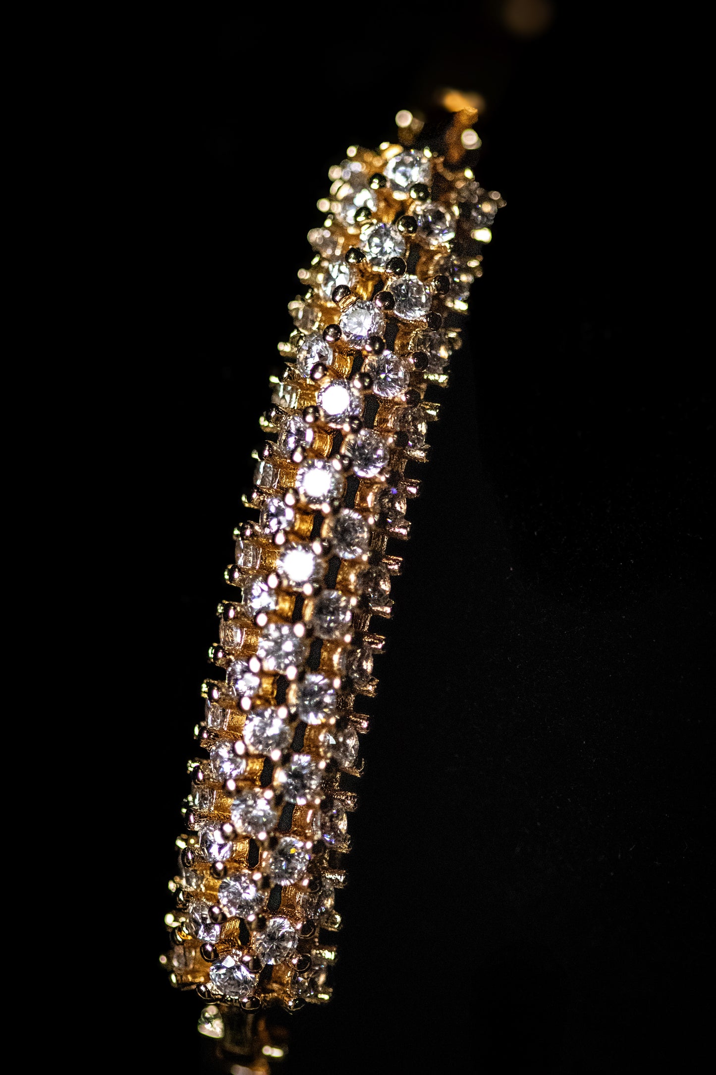 Gold Crystal-Studded Bracelet | Elegant Sparkling Women’s Jewelry