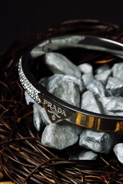 Luxury Silver Crystal Bangle Bracelet | Designer-Inspired Women’s Jewelry