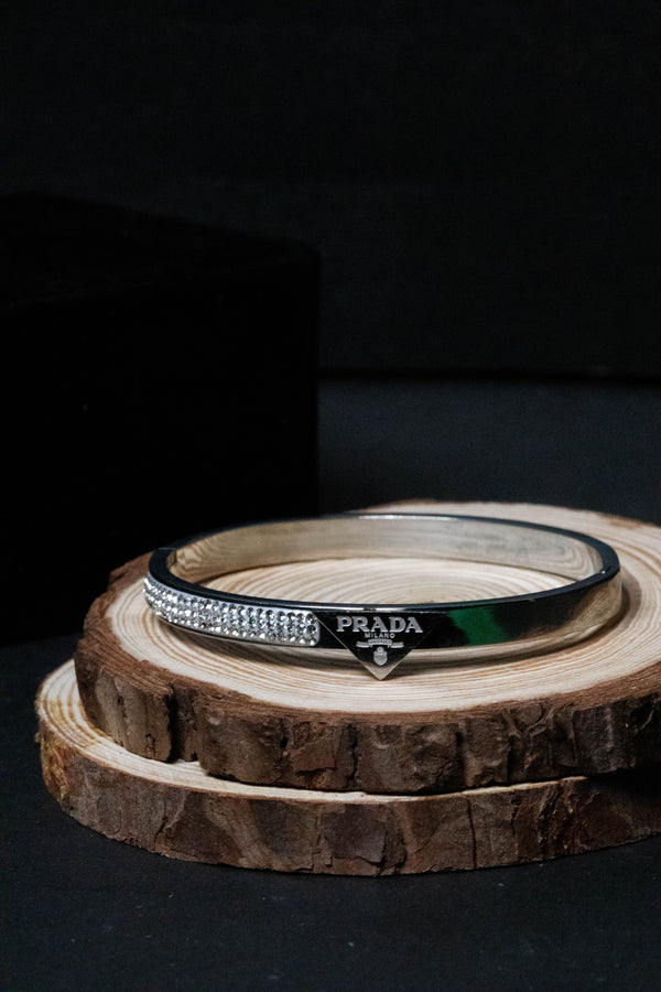 Luxury Silver Crystal Bangle Bracelet | Designer-Inspired Women’s Jewelry
