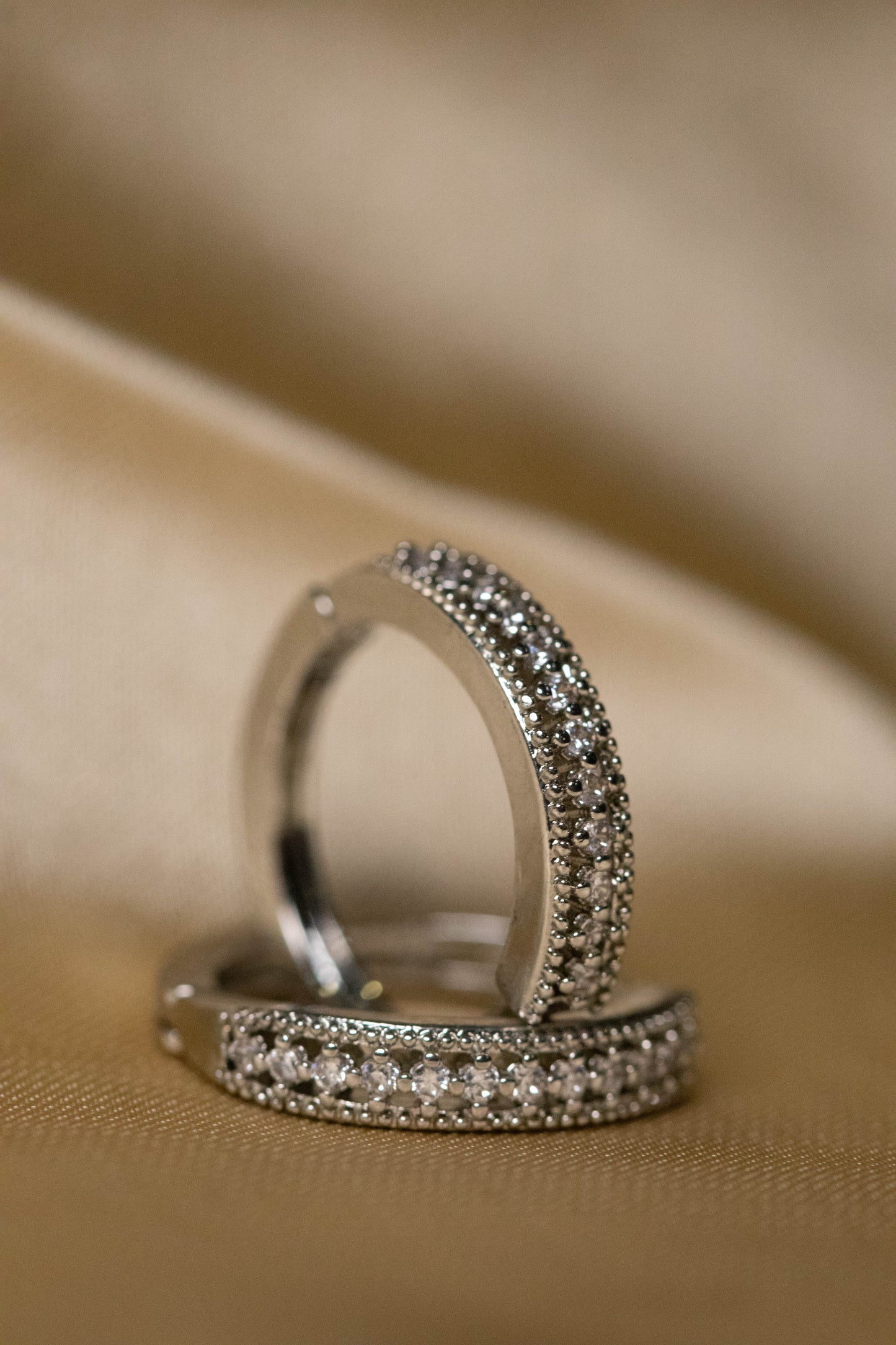 Elegant Silver Crystal Stud Earrings | Sparkling Single Row Design