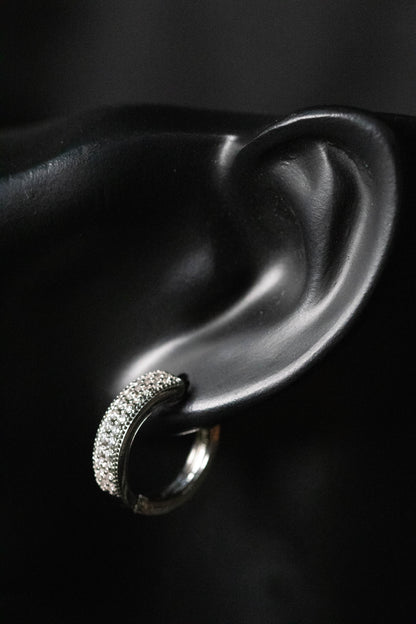 Elegent Silver Crystal Stud Earrings | Sparkling Double Row Design