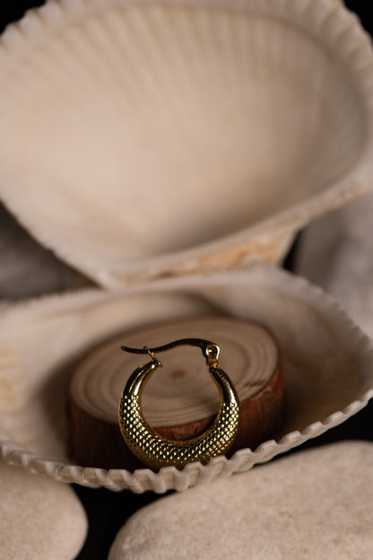 Classic Gold Textured Hoop Earrings | Elegant Lightweight Design