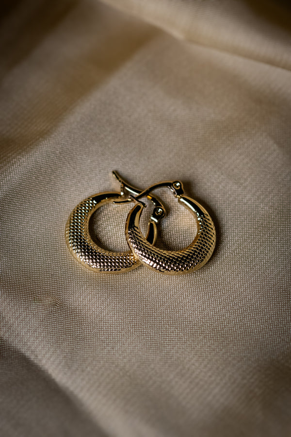 Classic Gold Textured Hoop Earrings | Elegant Lightweight Design
