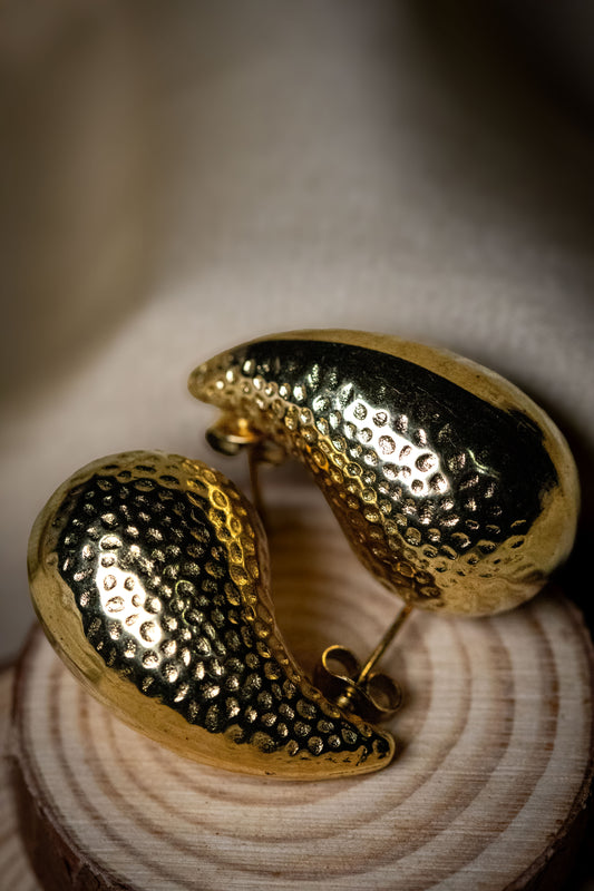 Textured Gold Stud Earrings | Bold Modern Design