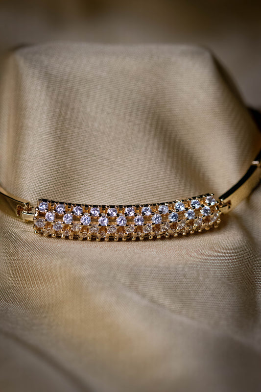 Gold Crystal-Studded Bracelet | Elegant Sparkling Women’s Jewelry