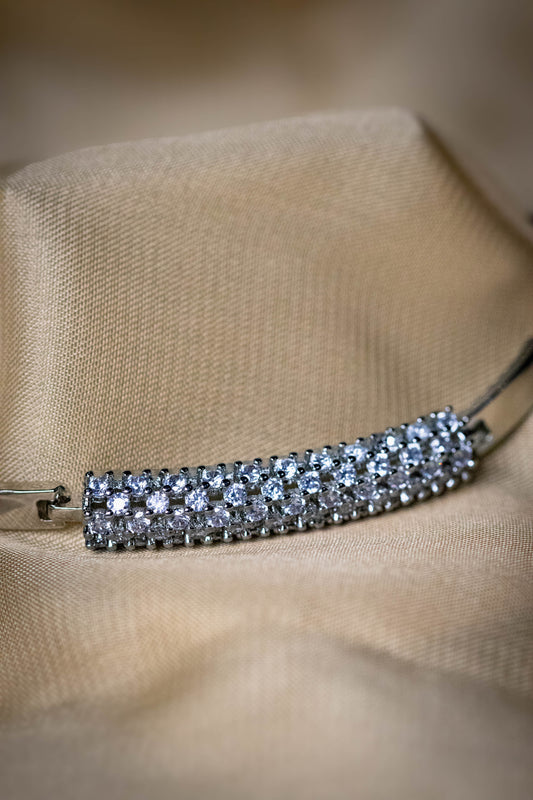 Silver Crystal-Studded Bracelet | Elegant Sparkling Women’s Jewelry