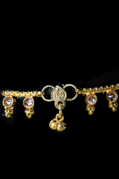 Golden Stone Payal | Traditional Chain with Dangling Charms