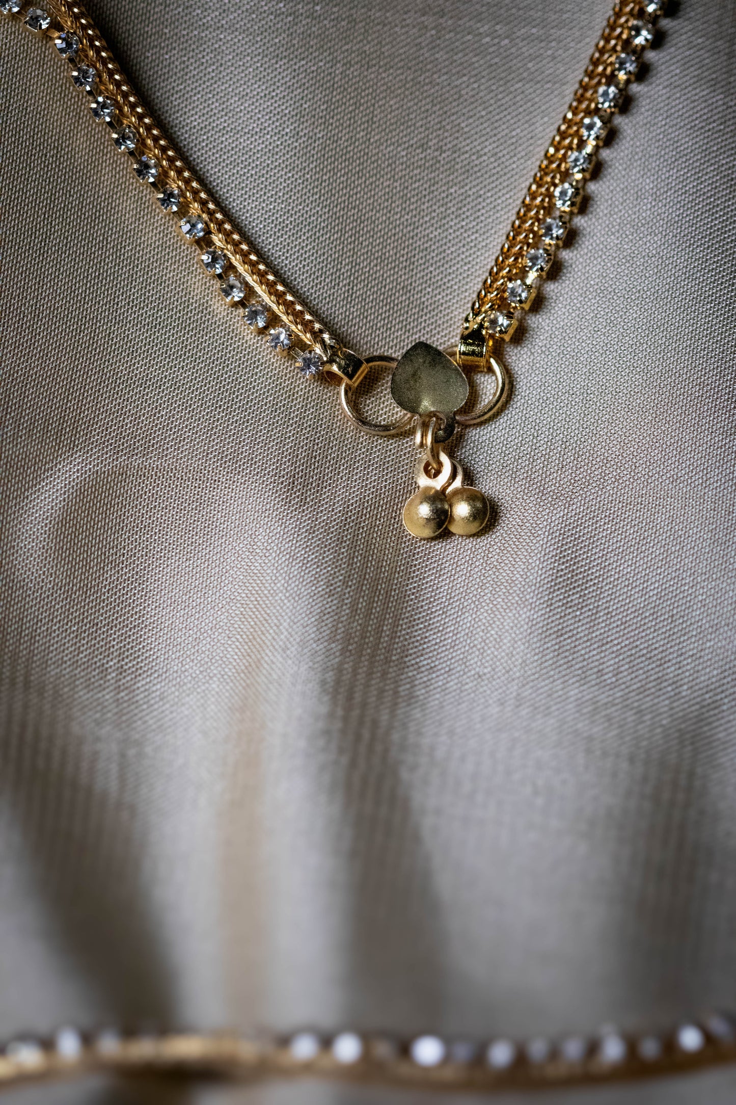 Golden Crystal Payal | Dual Chain with Dangling Charm