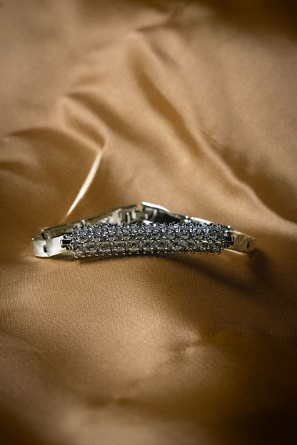 Silver Crystal-Studded Bracelet | Elegant Sparkling Women’s Jewelry