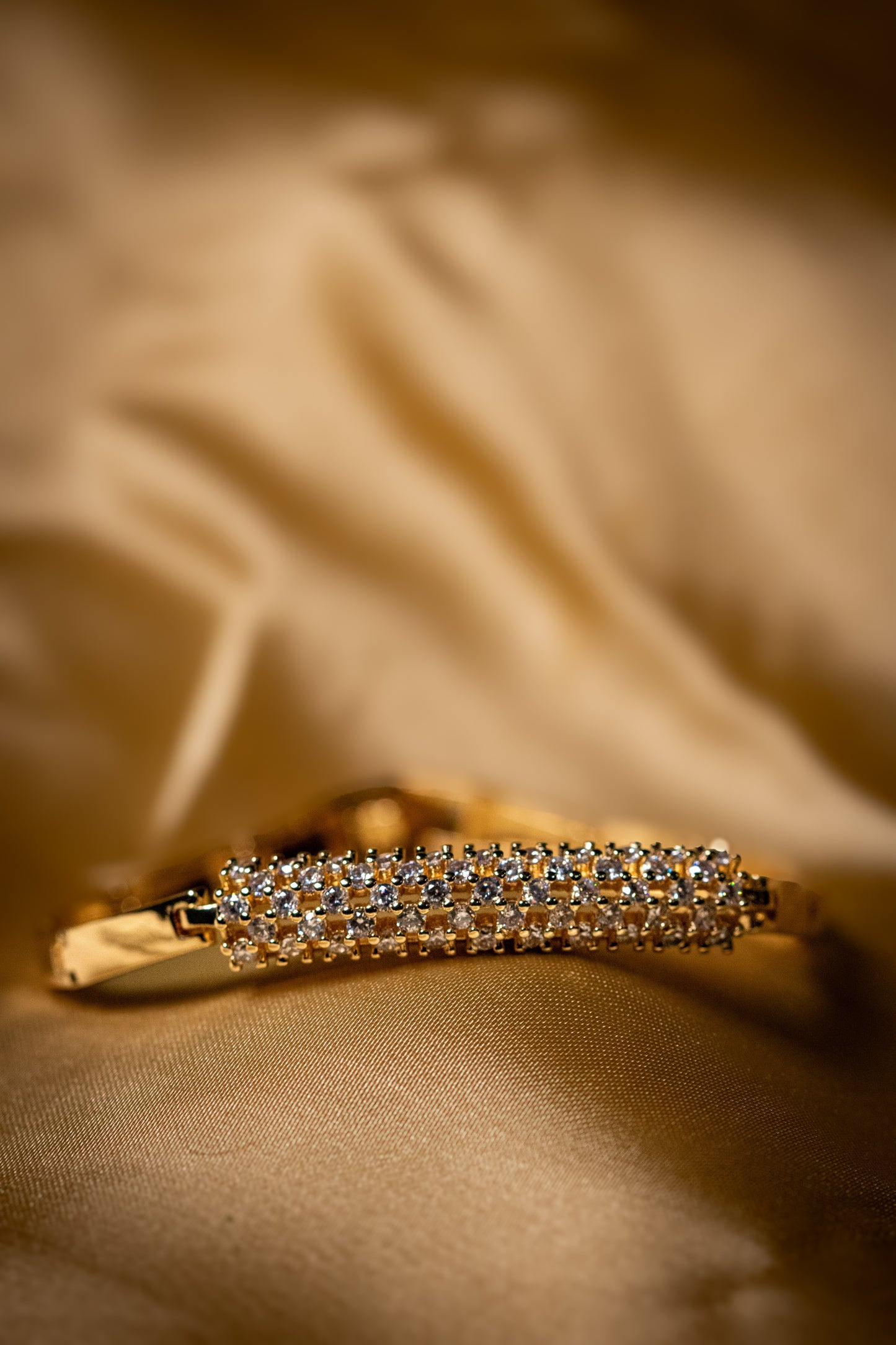 Gold Crystal-Studded Bracelet | Elegant Sparkling Women’s Jewelry