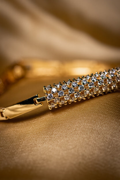 Gold Crystal-Studded Bracelet | Elegant Sparkling Women’s Jewelry