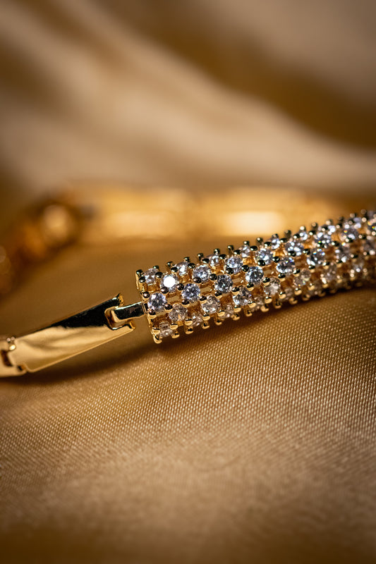 Gold Crystal-Studded Bracelet | Elegant Sparkling Women’s Jewelry