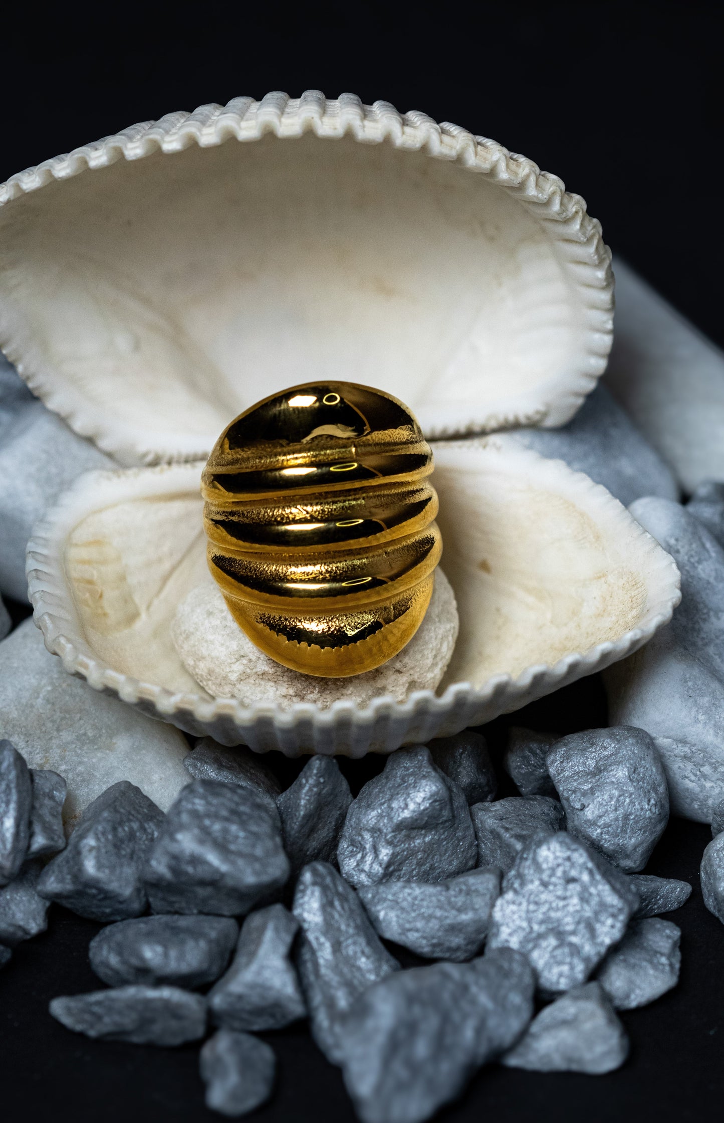 Bold Gold Statement Ring | Textured Wave Design