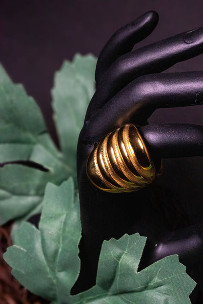 Bold Gold Statement Ring | Textured Wave Design
