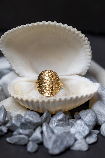 Textured Gold Statement Ring | Bold Modern Design