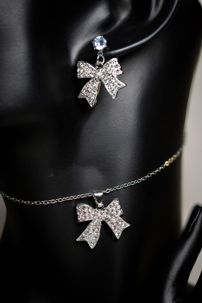 Radiant Bow Crystal  Jewelry Set | Necklace & Earrings