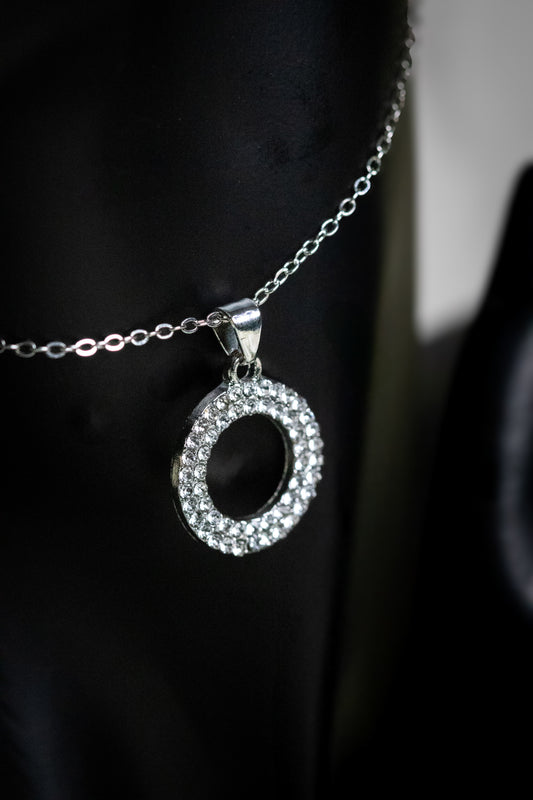 Sparkling Crystal Circle Pendant Jewelry Set | Necklace & Earrings