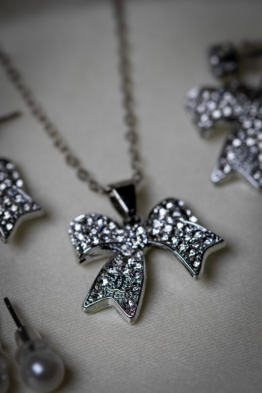Radiant Bow Crystal  Jewelry Set | Necklace & Earrings