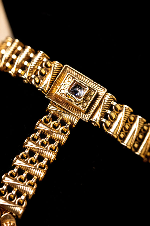 Antique Gold-Plated Haathphool Bracelet Ring Set | Traditional Jewelry