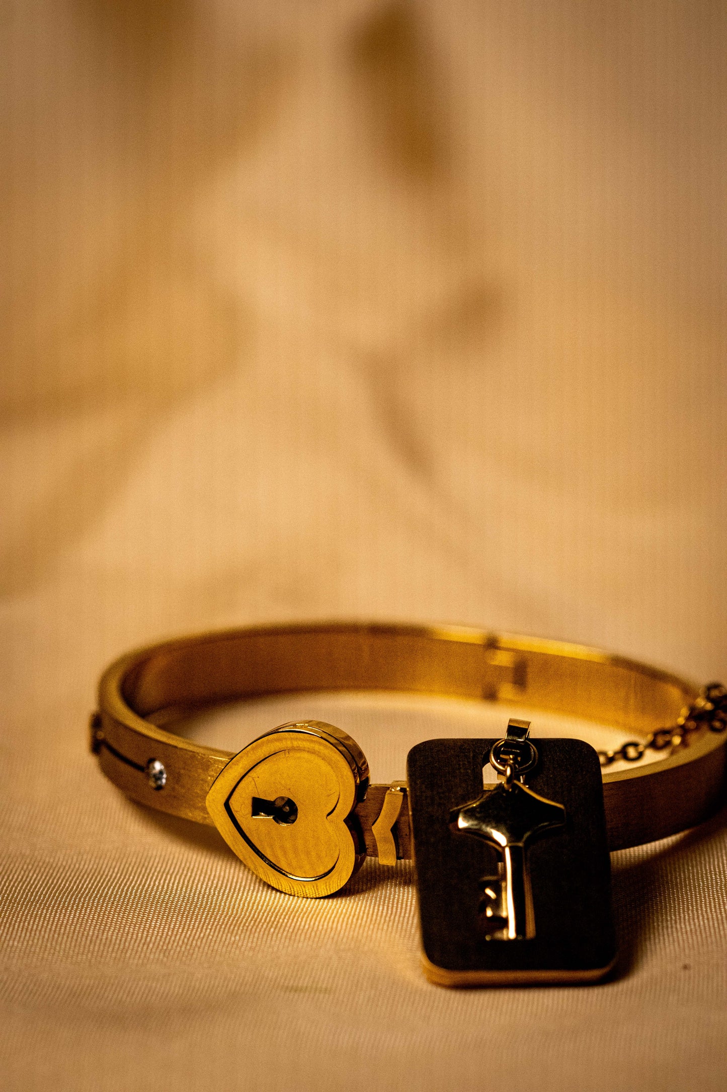 Heart Lock Bracelet & Key Locket Set | Romantic Gold Couple Jewelry