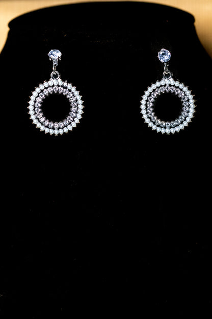 Radiant Pearl & Crystal Circle Necklace Set | Pendant & Earrings