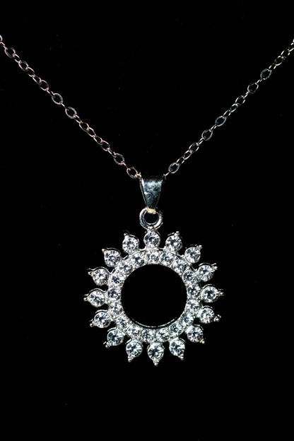 Radiant Sunburst Crystal Necklace Set | Pendant & Earrings
