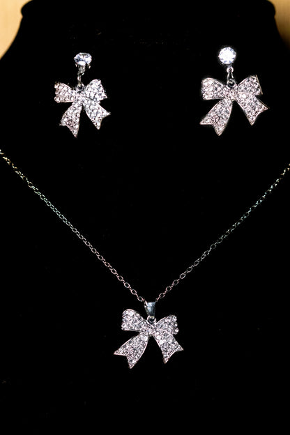 Radiant Bow Crystal  Jewelry Set | Necklace & Earrings
